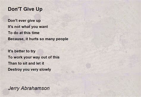 lyrics don't give up|don't give up poem.